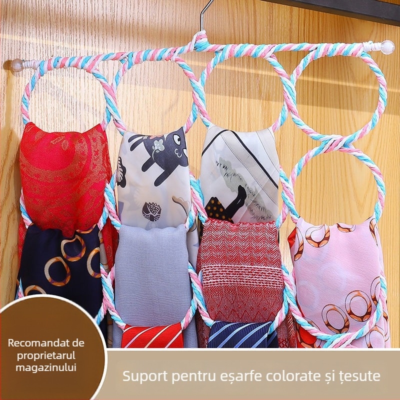 Raft multifuncțional pentru haine și accesorii — curele, cravate și eșarfe, construcție din fier