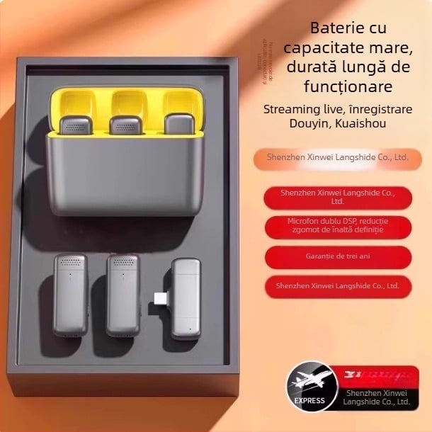 Microfon Lavalier wireless pentru telefon – clip-on, reducere zgomot, model K5-20, comutator direcțional, SNR ≥70 dB, fără baterie încorporată