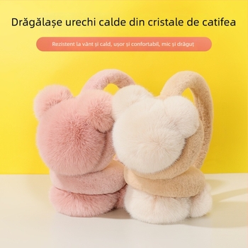 Protecții pentru urechi din pluș pentru femei adulte, căldură de iarnă, stil minimalist