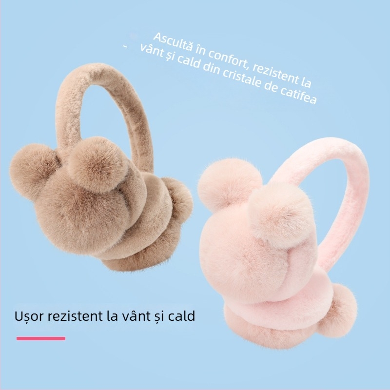 Protecții pentru urechi din pluș pentru femei adulte, căldură de iarnă, stil minimalist