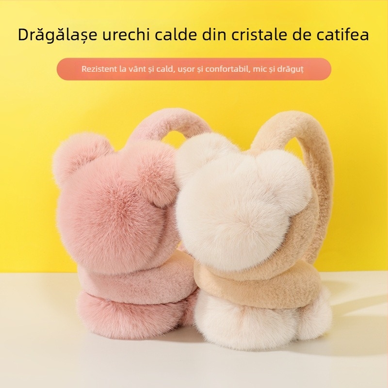 Protecții pentru urechi din pluș pentru femei adulte, căldură de iarnă, stil minimalist