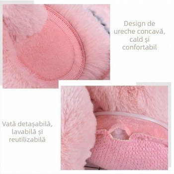 Protecții pentru urechi din pluș – model Desen Animat, Unisex, pentru iarnă/toamnă, protecție caldă împotriva vântului