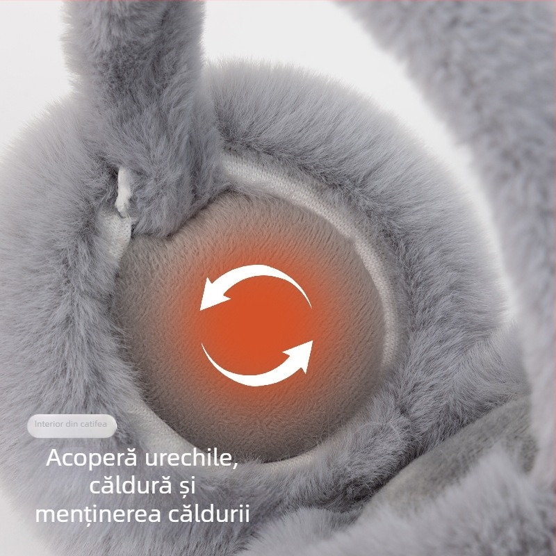Protecții pentru urechi din blană albă, pentru iarnă, pentru femei