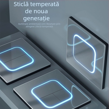 Priză USB ascunsă cu întrerupător din sticlă temperată, tip 86, LED, montaj 60x60 mm, contacte din bronz tin-fosfor