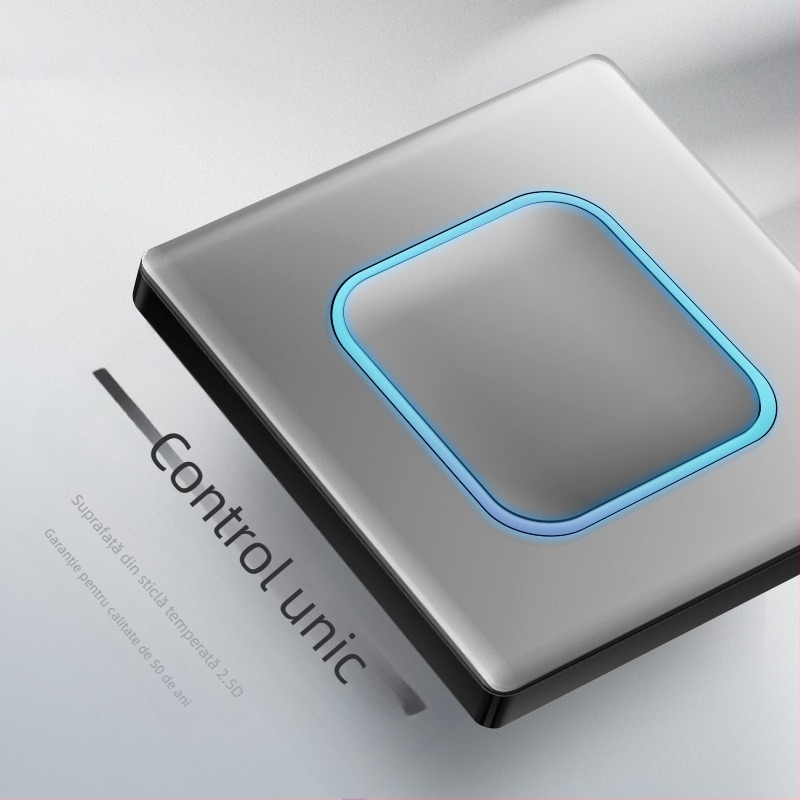 Priză USB ascunsă cu întrerupător din sticlă temperată, tip 86, LED, montaj 60x60 mm, contacte din bronz tin-fosfor