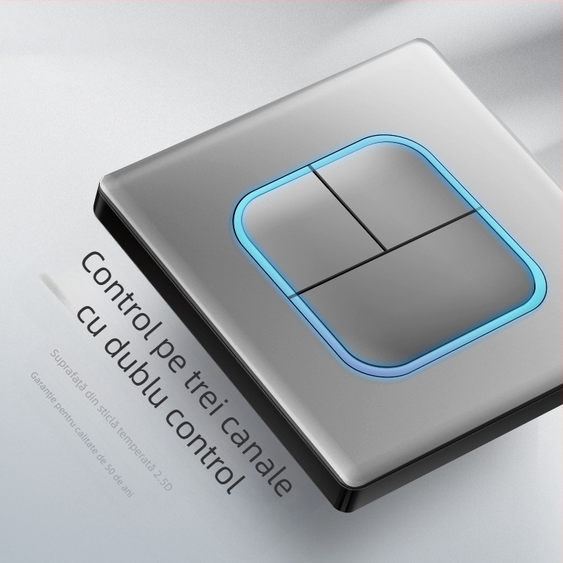 Priză USB ascunsă cu întrerupător din sticlă temperată, tip 86, LED, montaj 60x60 mm, contacte din bronz tin-fosfor