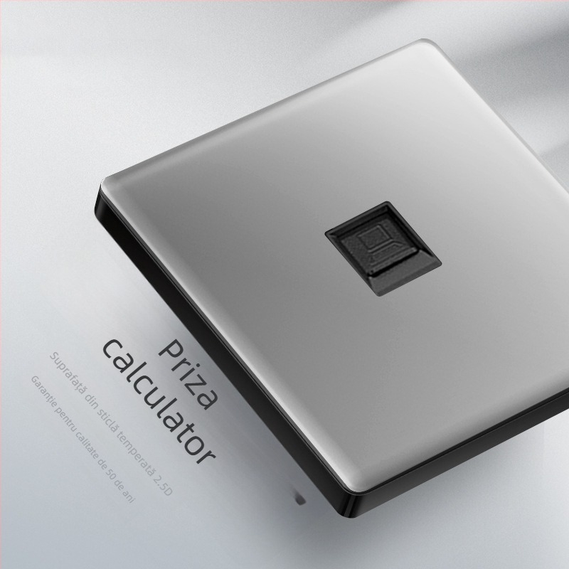 Priză USB ascunsă cu întrerupător din sticlă temperată, tip 86, LED, montaj 60x60 mm, contacte din bronz tin-fosfor