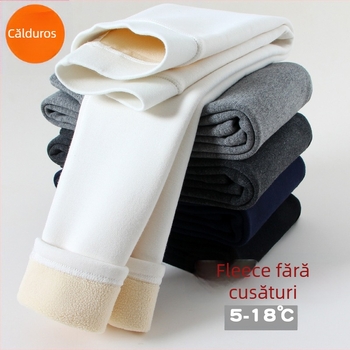 Pantaloni pentru copii cu fleece, iarnă, talie înaltă, 95% bumbac, pentru 3–8 ani