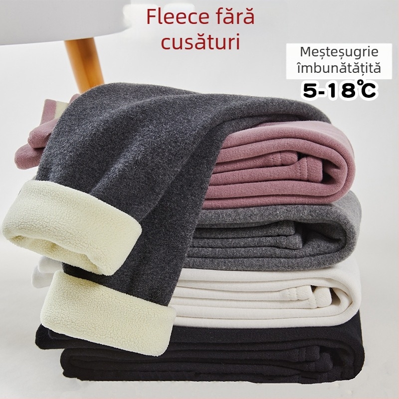 Pantaloni pentru copii cu fleece, iarnă, talie înaltă, 95% bumbac, pentru 3–8 ani