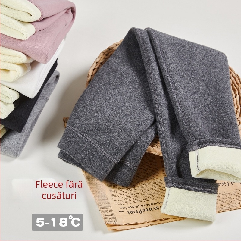 Pantaloni pentru copii cu fleece, iarnă, talie înaltă, 95% bumbac, pentru 3–8 ani