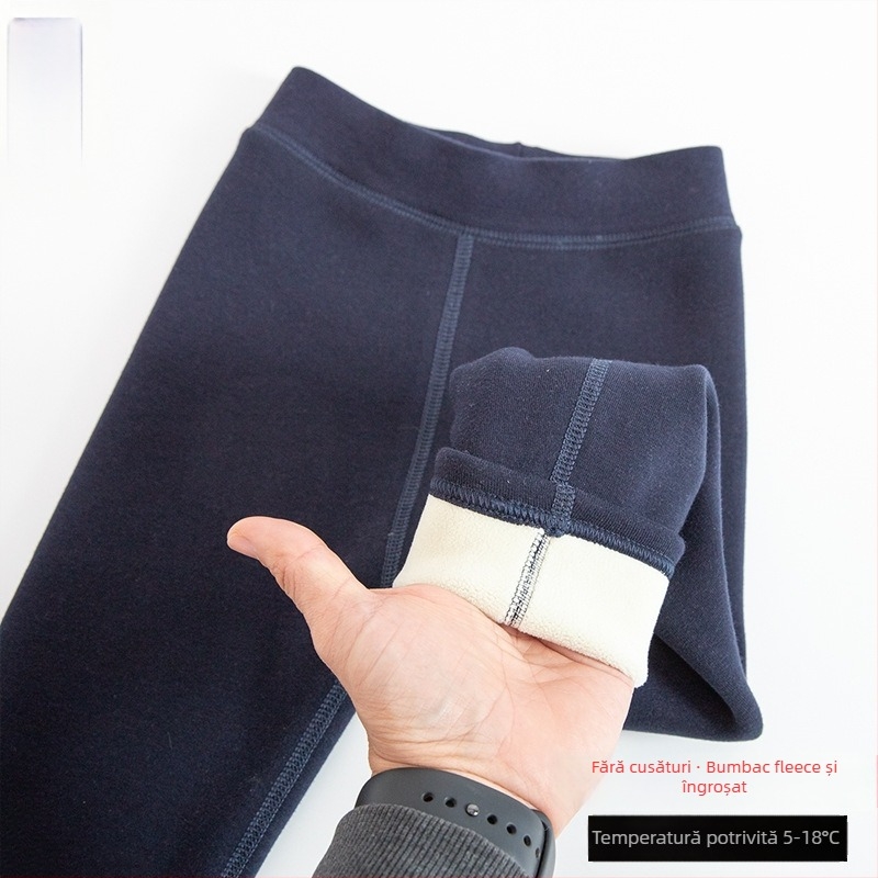 Pantaloni pentru copii cu fleece, iarnă, talie înaltă, 95% bumbac, pentru 3–8 ani