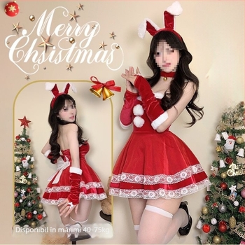 Costum cosplay iepure de fată - unisex, ținută în stil însoțitoare de bord, guler de blană, fără mâneci, amestec spandex, pantaloni cu lungime de cinci sferturi, primăvara 2025