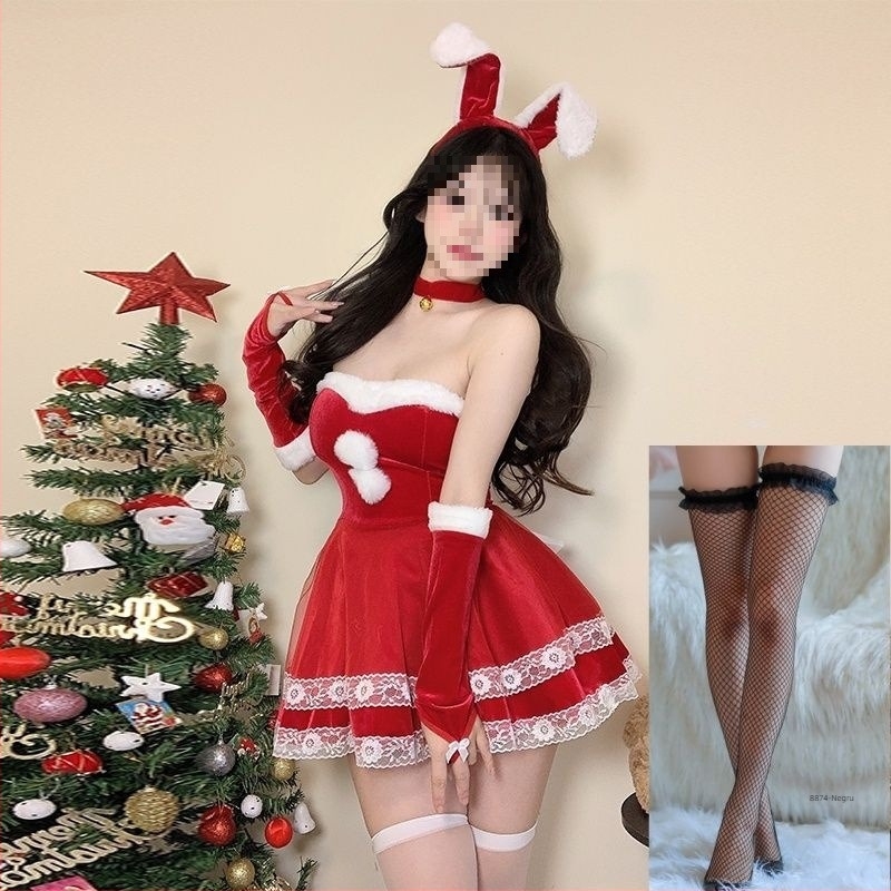 Costum cosplay iepure de fată - unisex, ținută în stil însoțitoare de bord, guler de blană, fără mâneci, amestec spandex, pantaloni cu lungime de cinci sferturi, primăvara 2025