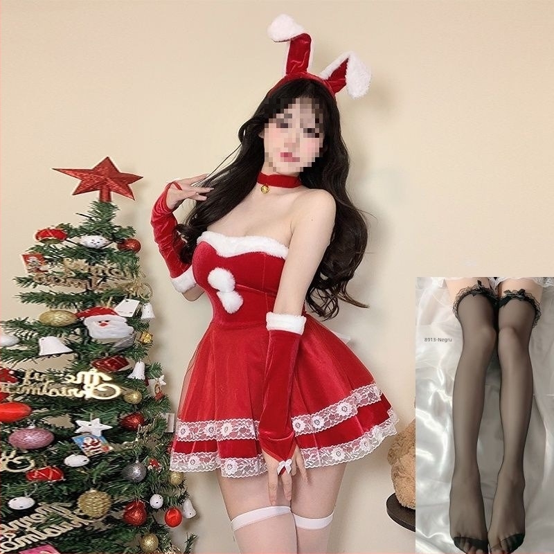Costum cosplay iepure de fată - unisex, ținută în stil însoțitoare de bord, guler de blană, fără mâneci, amestec spandex, pantaloni cu lungime de cinci sferturi, primăvara 2025