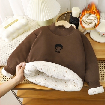 Hanorac pentru copii din fleece, gros, imprimeu cu desene animate, mâneci lungi, pulover