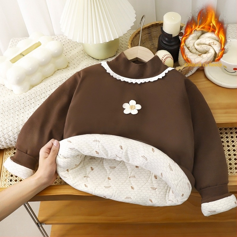 Hanorac pentru copii din fleece, gros, imprimeu cu desene animate, mâneci lungi, pulover