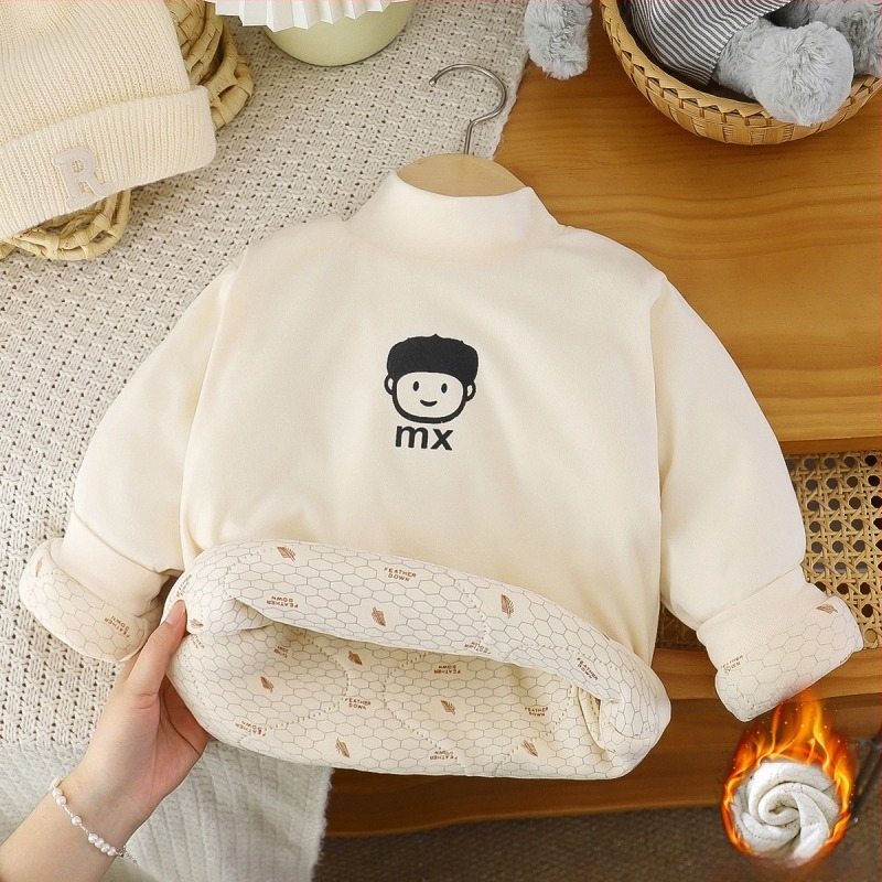 Pulover pentru copii, amestec poliester, căptușeală poliester, țesătură groasă, imprimeu desen animat, pentru copii 3–8 ani