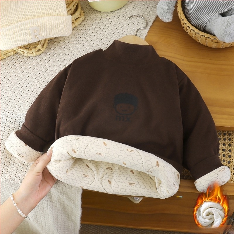 Pulover pentru copii, amestec poliester, căptușeală poliester, țesătură groasă, imprimeu desen animat, pentru copii 3–8 ani