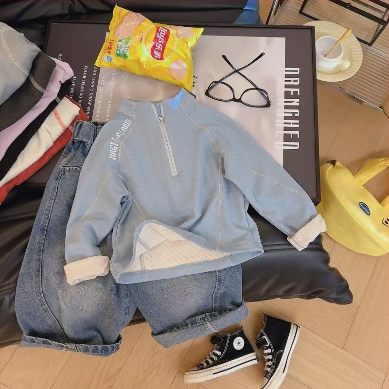 Pulover pentru copii cu guler înalt, unisex, culoare solidă, mâneci lungi, fără glugă, țesătură moale, 90% poliester, căptușeală poliester