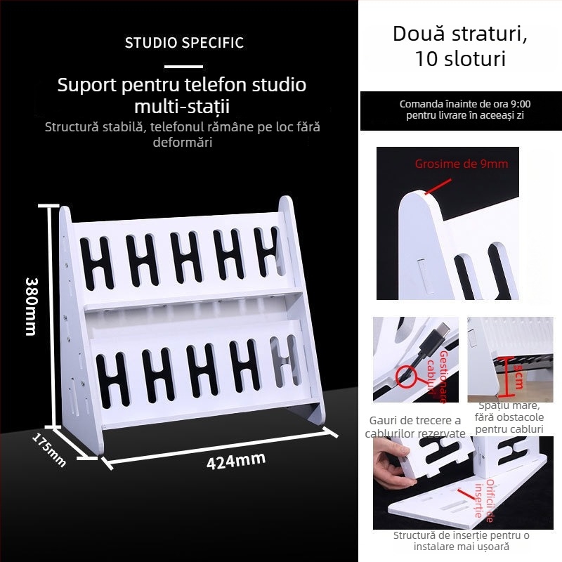 Suport pentru telefon pentru desktop și podea, multi-pozițional, PVC, stil simplu, certificat 3C
