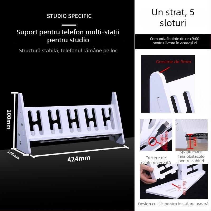 Suport pentru telefon pentru desktop și podea, multi-pozițional, PVC, stil simplu, certificat 3C