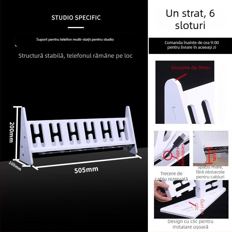 Suport pentru telefon pentru desktop și podea, multi-pozițional, PVC, stil simplu, certificat 3C