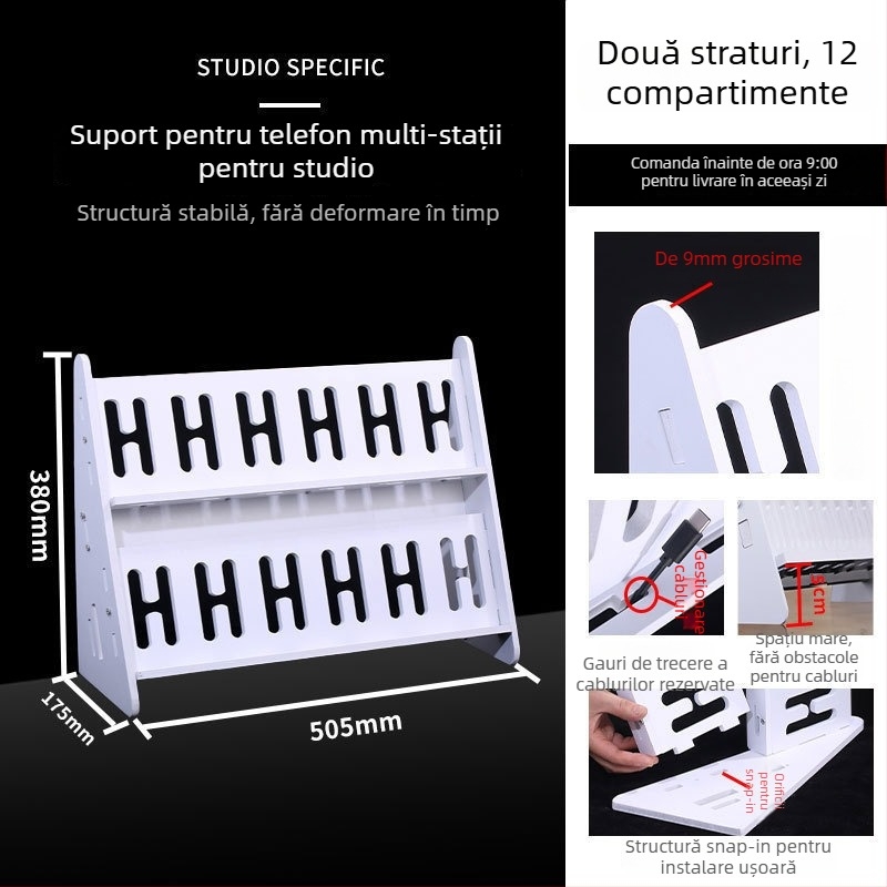 Suport pentru telefon pentru desktop și podea, multi-pozițional, PVC, stil simplu, certificat 3C