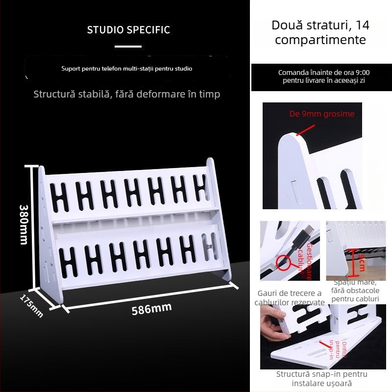 Suport pentru telefon pentru desktop și podea, multi-pozițional, PVC, stil simplu, certificat 3C