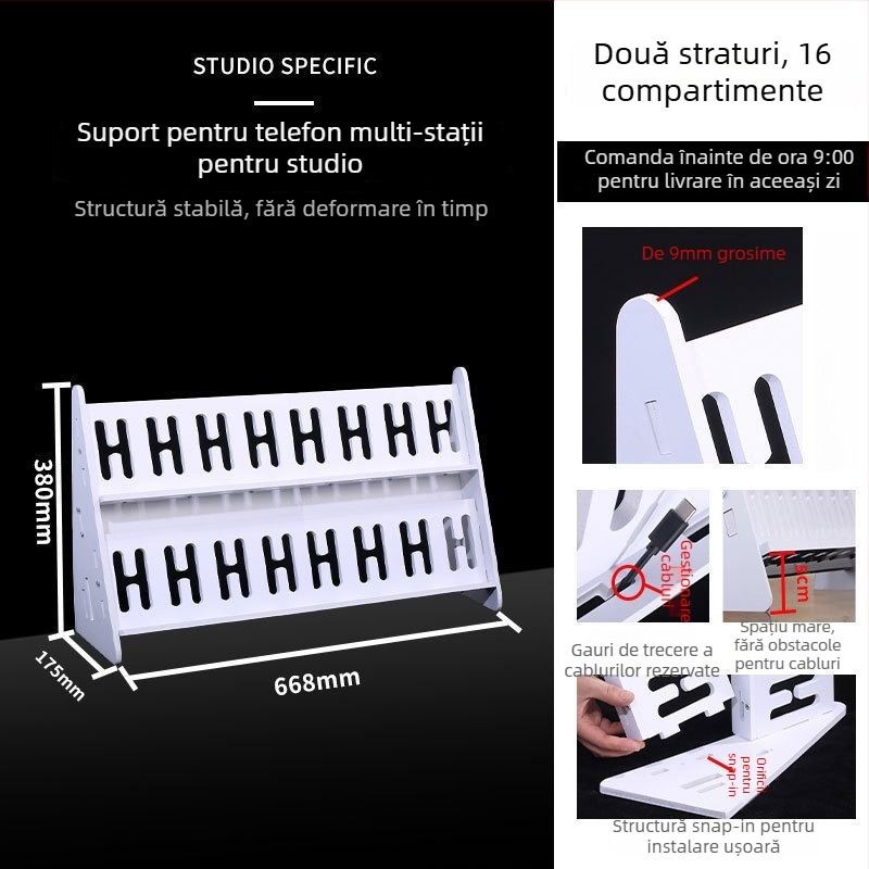 Suport pentru telefon pentru desktop și podea, multi-pozițional, PVC, stil simplu, certificat 3C