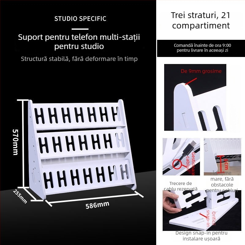 Suport pentru telefon pentru desktop și podea, multi-pozițional, PVC, stil simplu, certificat 3C