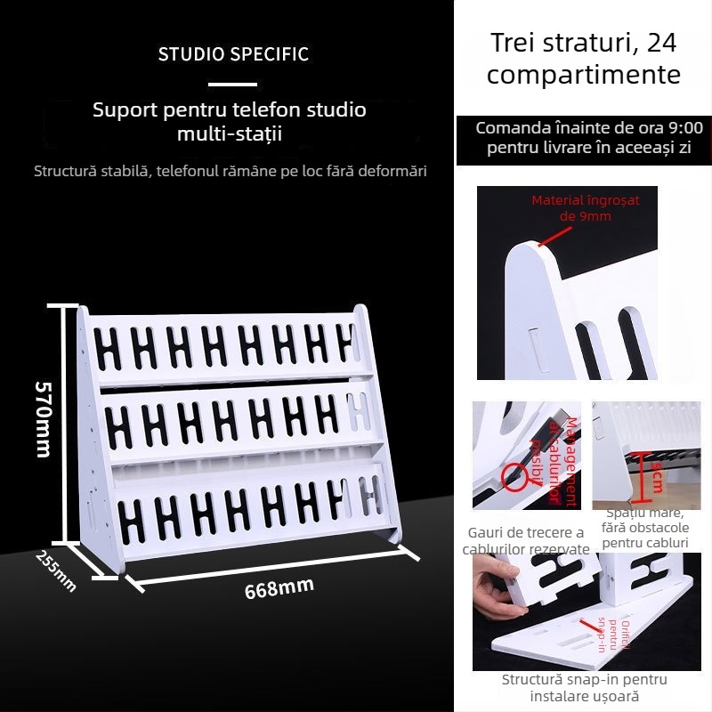 Suport pentru telefon pentru desktop și podea, multi-pozițional, PVC, stil simplu, certificat 3C