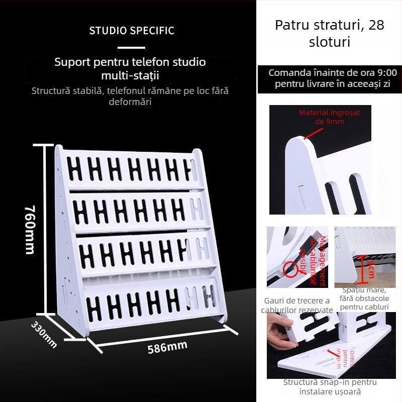 Suport pentru telefon pentru desktop și podea, multi-pozițional, PVC, stil simplu, certificat 3C