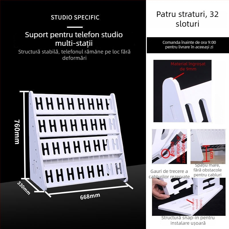 Suport pentru telefon pentru desktop și podea, multi-pozițional, PVC, stil simplu, certificat 3C