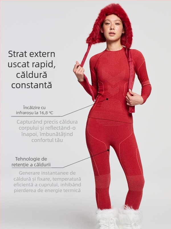 Costum feminin pentru uscare rapidă în sezonul de iarnă, primăvară și toamnă: uscare rapidă, rezistență la vânt, evacuarea umezelii, țesătură din lână de bumbac