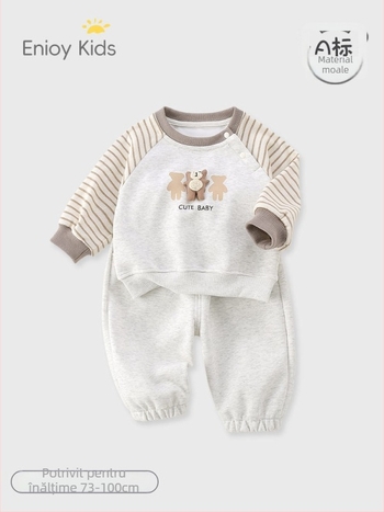 Set de pantaloni pentru copii din două piese, stil coreean, model desen animat, 95% bumbac, pentru 1–3 ani.