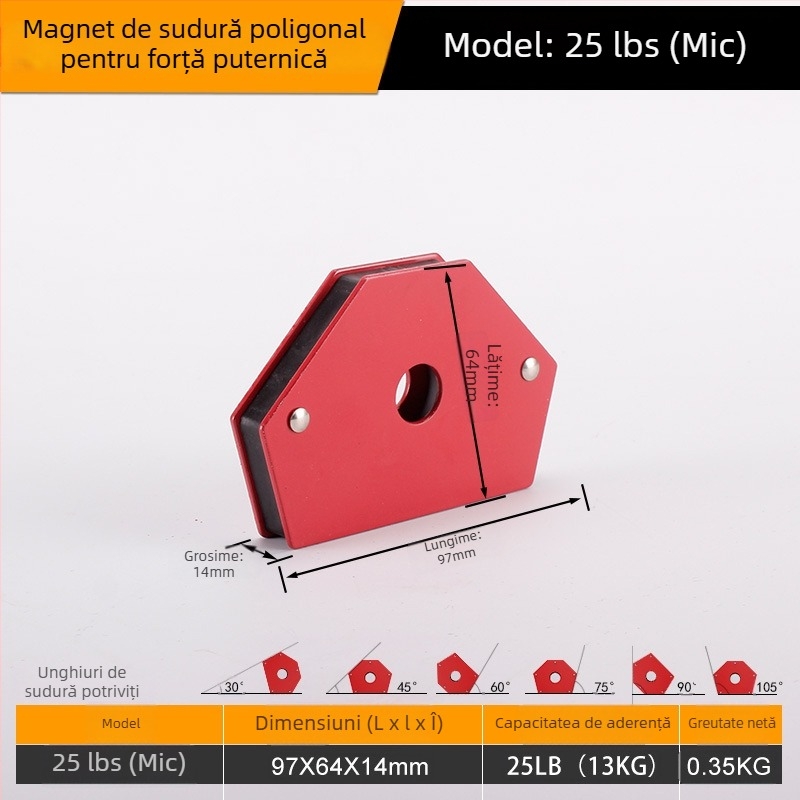 Suport magnetic pentru sudură — Fixare robustă din oțel, Capacitate 25/50/75 lbs, Mekla, Set 1 buc.