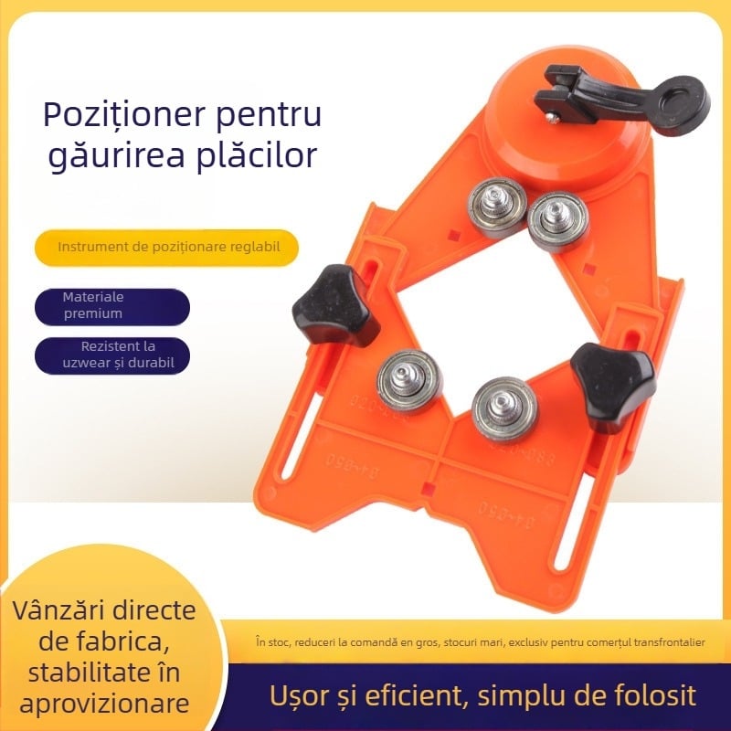 Locator pentru găuri în plăci cu poziționare reglabilă și tăierea colțurilor, pentru plăci ceramice și marmură glazurată • Brand Billion Rise • Material: metal/plastic • 1 kit • Poziționare a plăcilor • Făcut manual • Pentru uz casnic