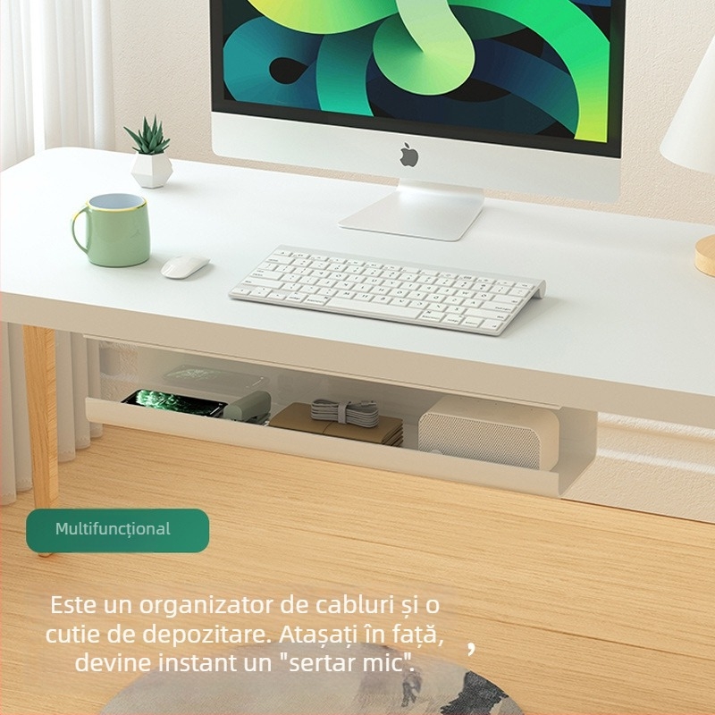 Raft de cabluri sub masă – PVC, stil simplu de înfășurare, pentru organizator de cabluri. EVERTE; Model: Raft cabluri sub masă