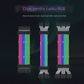 Cablu de extindere ARGB pentru iluminare cu sincronizare, adaptor 24 pini, de la 2×8 pini la 3×8 pini, gradient curcubeu pentru plăca video și placă de bază