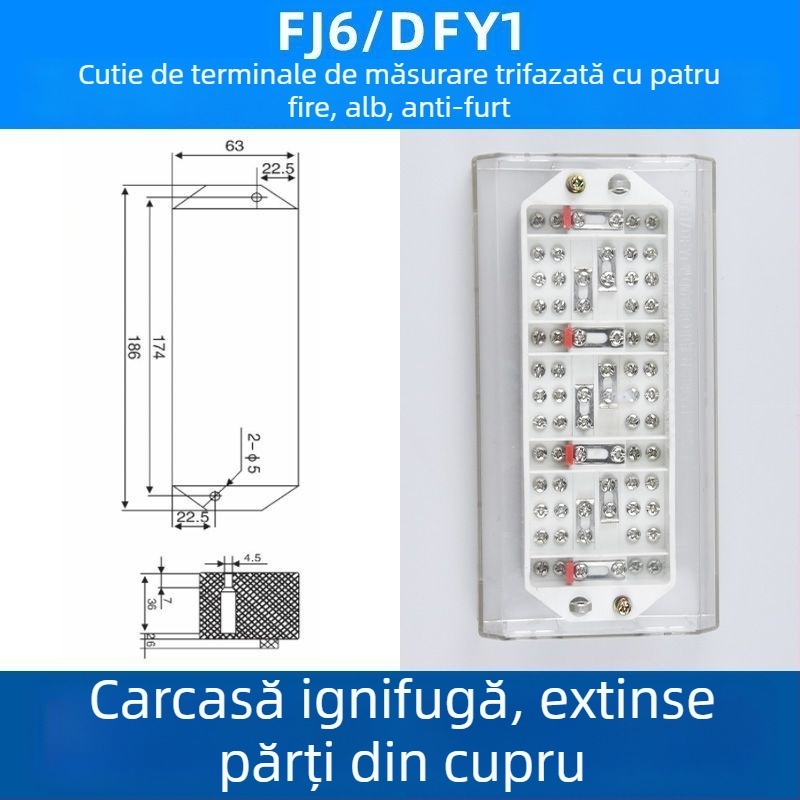 FJ6/DFY1 Cutie de distribuție din cupru pur pentru cabluri, cu măsurare a energiei și bloc terminal integrat
