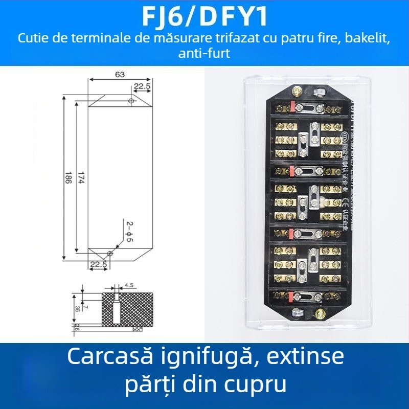 FJ6/DFY1 Cutie de distribuție din cupru pur pentru cabluri, cu măsurare a energiei și bloc terminal integrat