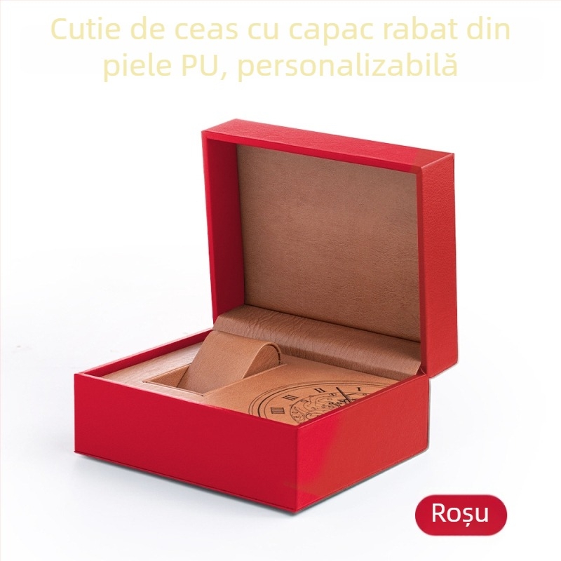 Cutie pentru ceasuri cu capac basculant și pernă PU, model Tx-19, ambalaj exterior alb, ambalaj de vânzare, ambalaj cadou