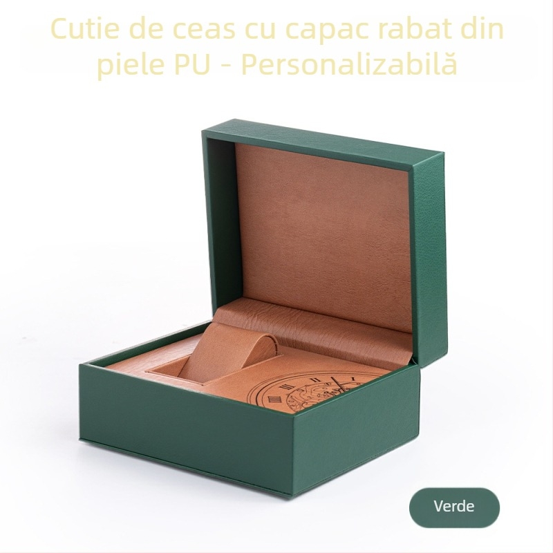 Cutie pentru ceasuri cu capac basculant și pernă PU, model Tx-19, ambalaj exterior alb, ambalaj de vânzare, ambalaj cadou