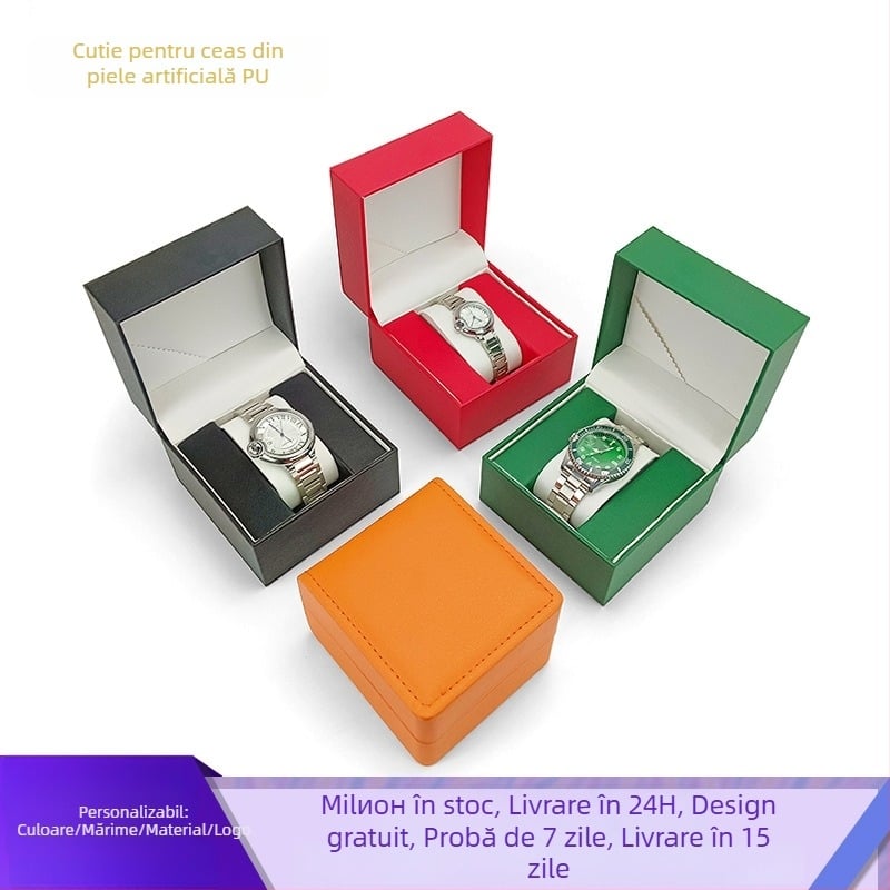 Cutie rotundă pentru ceas PU – personalizată, serigrafie, PU piele, ambalaj cadou, ambalaj universal