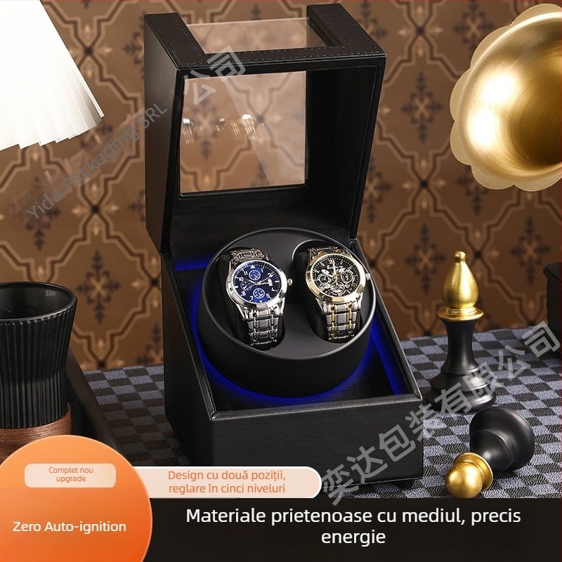 Întoarcător de ceasuri cu două poziții pentru uz casnic — automat, silențios, realizat manual, PU piele + MDF, brand Yida