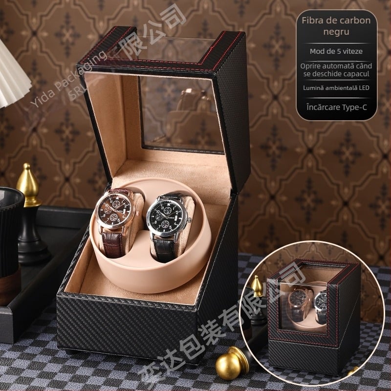 Întoarcător de ceasuri cu două poziții pentru uz casnic — automat, silențios, realizat manual, PU piele + MDF, brand Yida