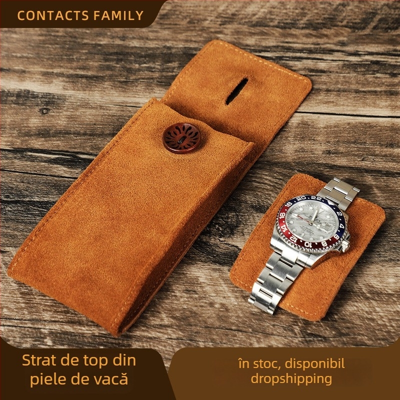 Geantă de depozitare pentru ceasuri din piele naturală de vită, portabilă pentru ceasuri mecanice, cu imprimare de logo, opțiuni de personalizare și etichetă privată disponibilă