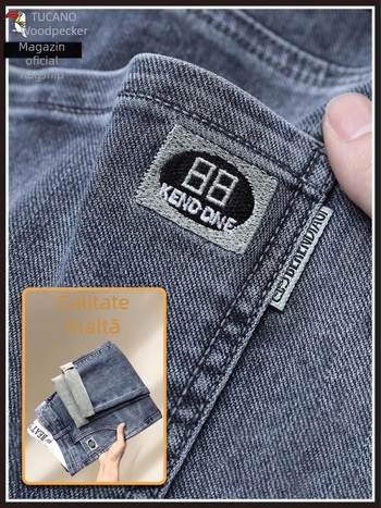 Jeansi de bărbați – tapered, talie mid-rise, denim cu stretch, Tucano/Woodpecker