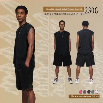 Vesta fără mâneci din bumbac, croială lejeră, batik, stil retro, tiv rotund