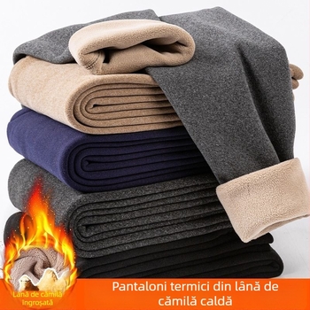 Pantaloni termici pentru bărbați cu fleece - dublu strat, extra groși 501–600 g/m2, rezistenți la vânt, respirabili, din acril